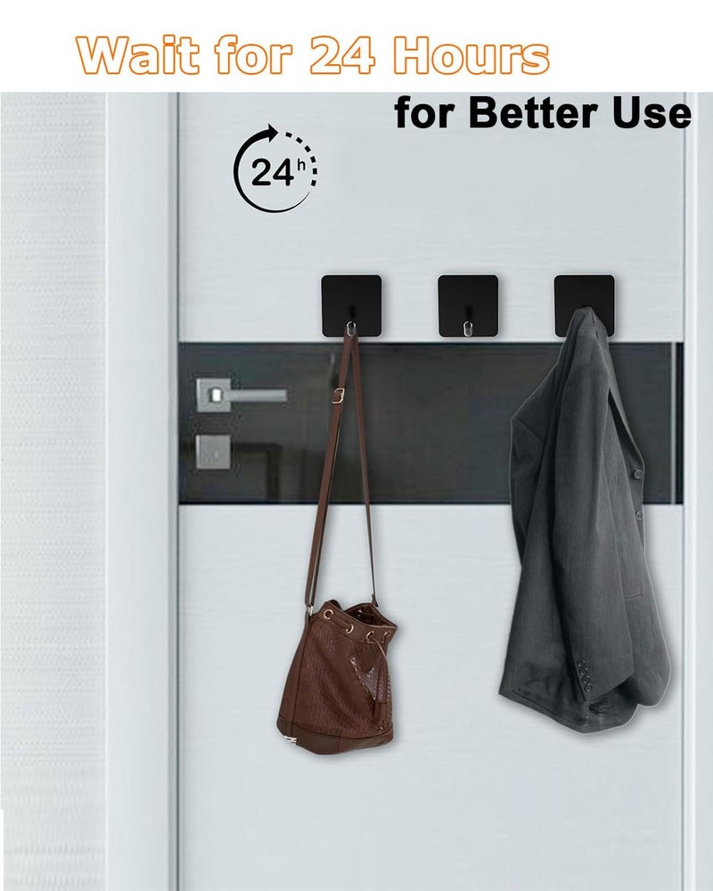 EDMILE Adhesive Towel Hooks for Bathrooms, 8 Piece Towel Hooks for Hanging Hat Robe Coat, Stick on Hooks for Kitchens, Strong Self-Adhesive No Damage Sticky Hook, Black - Image 5