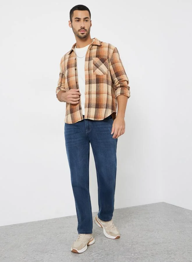 ستايلي قميص فلانيل كاروهات بقصة واسعة