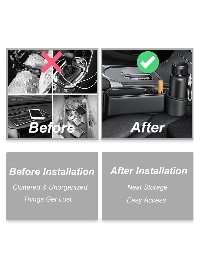 Captaintech Car Seat Gap Filler Organizer Set 2 Pack Universal Car Storage Box with Cup Holders Ideal for Phones Wallets Keys and More - Image 5