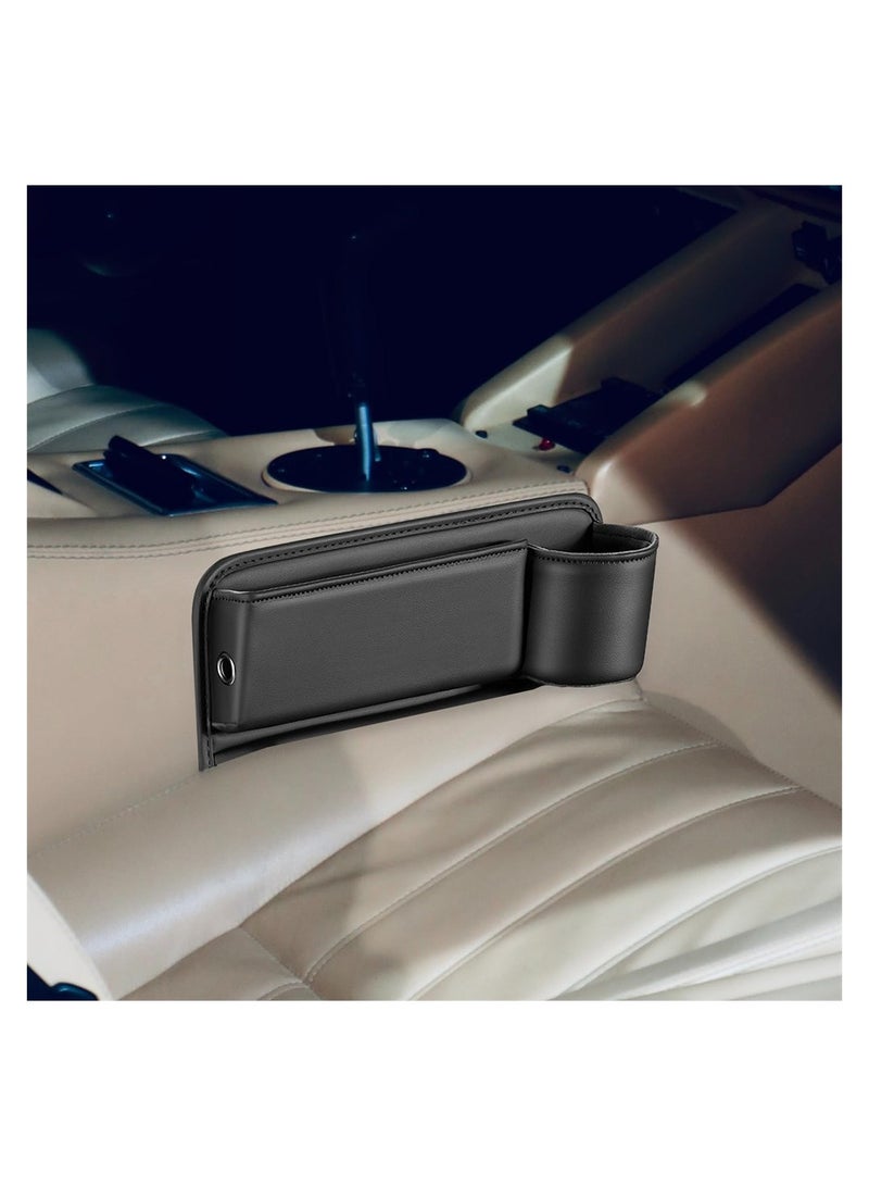 Captaintech Car Seat Gap Filler Organizer Set 2 Pack Universal Car Storage Box with Cup Holders Ideal for Phones Wallets Keys and More - Image 2