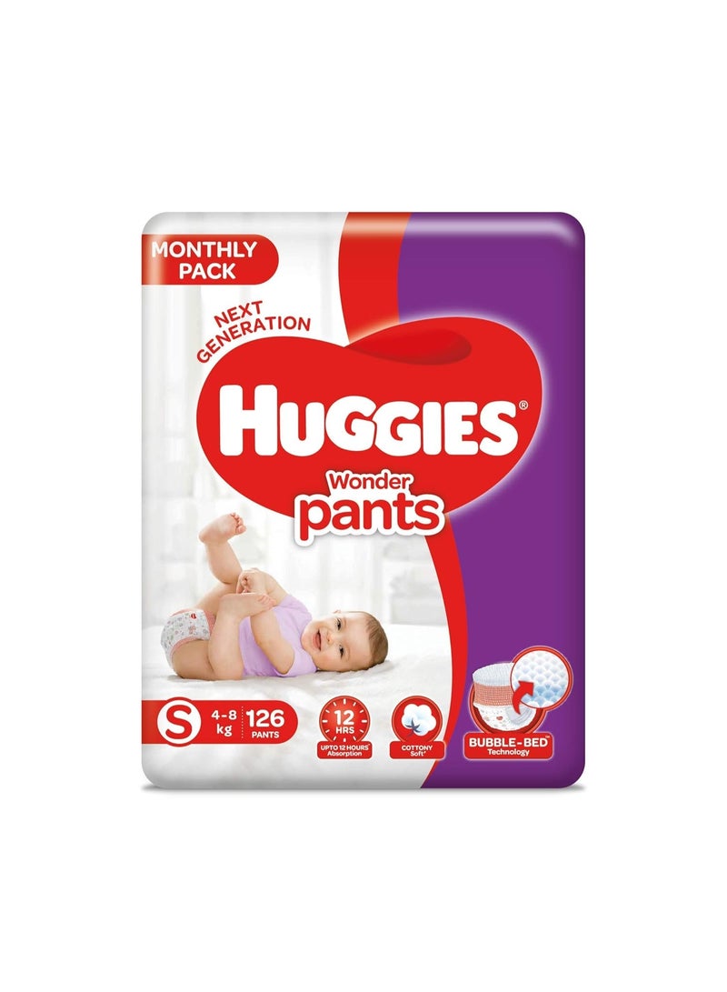 Huggies Wonder Pants, Mega Jumbo Pack Diapers, Small Size, (4 kg - 8 kg) (126 count) for - Image 1