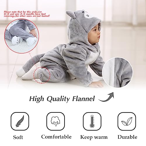 TONWHAR Unisex-Baby Animal Onesie Costume Cartoon Animal Outfit Homewear Kids' One-Piece Rompers(18-24 Months, Gray Cat) - Image 5
