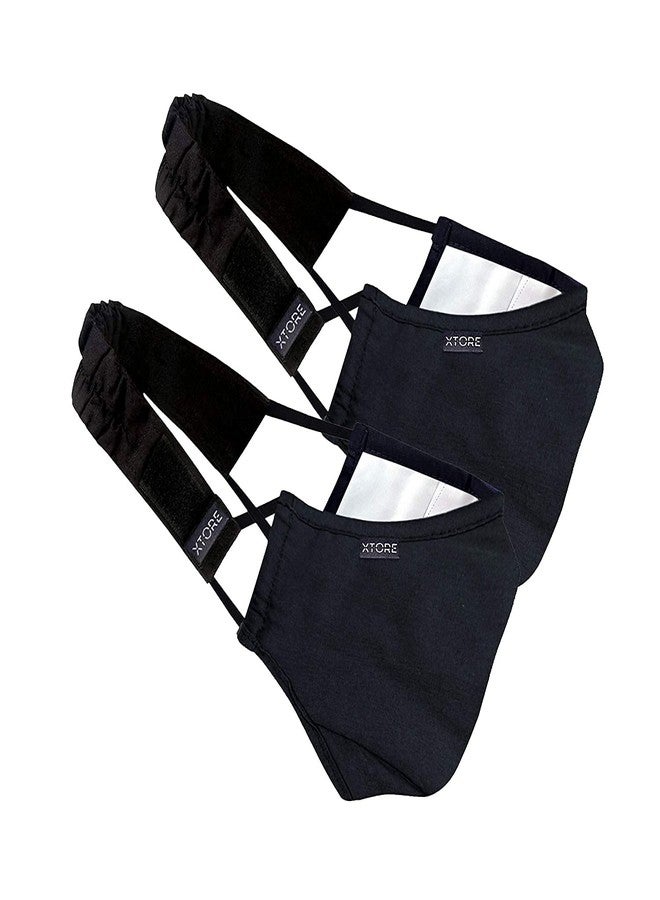 Xtore N-95 Mask-(Black, Without Valve, Pack of 2 mask, Filter & Head Band) - Image 1