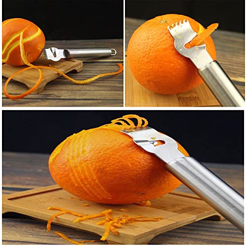 CaoXiong 2 Pack Stainless Steel Lemon Zester Grater with Hole Citrus Orange Peeling Tool Fruit Peelers With Specially Designed Channel Knife and Hanging Loop Kitchen Fruit Peeler Tool for Kitchen & Bar - Image 4
