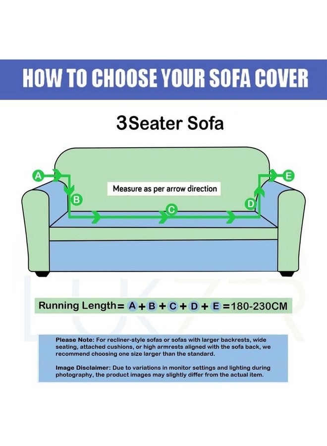 لوكزر غطاء أريكة لوكزر 3 مقاعد من قماش الجاكار مع 2 غطاء وسادة، غطاء مرن ناعم الملمس (نمط متعرج باللون الأخضر الباستيل/SC-076-03/180-230 سم) (220 جرام لكل متر مربع) - Image 2