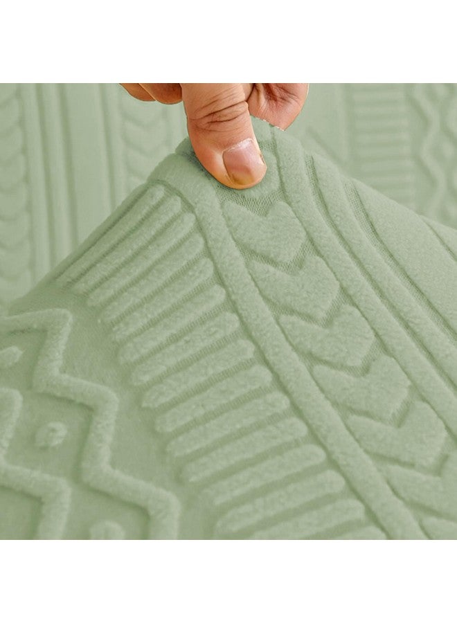 لوكزر غطاء أريكة لوكزر 3 مقاعد من قماش الجاكار مع 2 غطاء وسادة، غطاء مرن ناعم الملمس (نمط متعرج باللون الأخضر الباستيل/SC-076-03/180-230 سم) (220 جرام لكل متر مربع) - Image 4