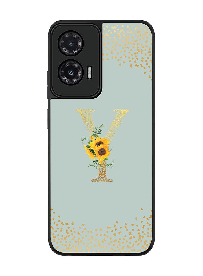 Stylizedd For Motorola Moto G35 Case,Slim fit Camera Protection, Shockproof Thin Phone cover  - Custom Floral Monogram - Y  (Light Grey )