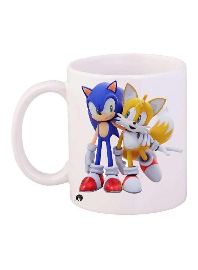RYN Sonic The Hedgehog Printed Coffee Mug White/Blue/Yellow 11ounce