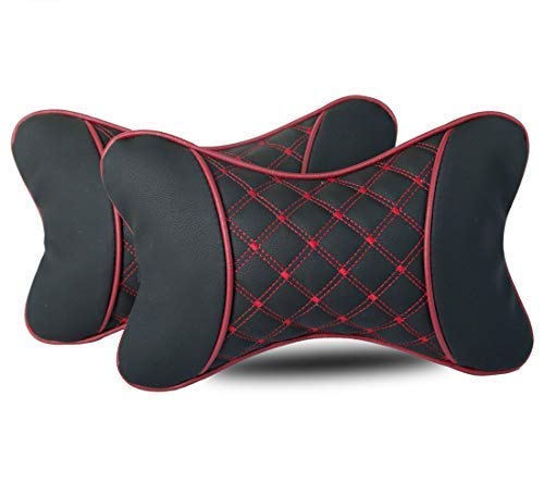 AutoFurnish 7D Premium Car Pillow Neck Rest (Black)- Set of 2 - Image 1