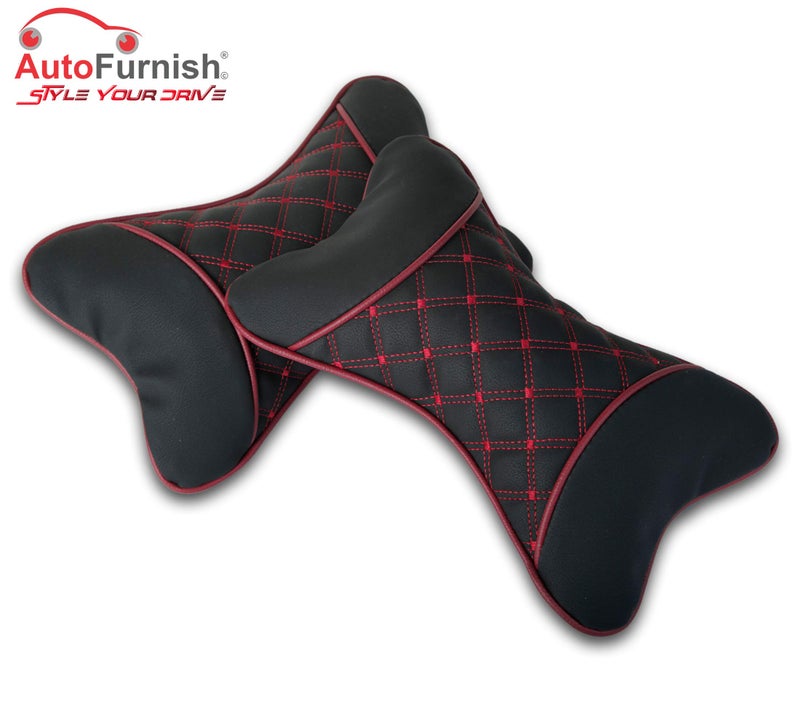 AutoFurnish 7D Premium Car Pillow Neck Rest (Black)- Set of 2 - Image 4
