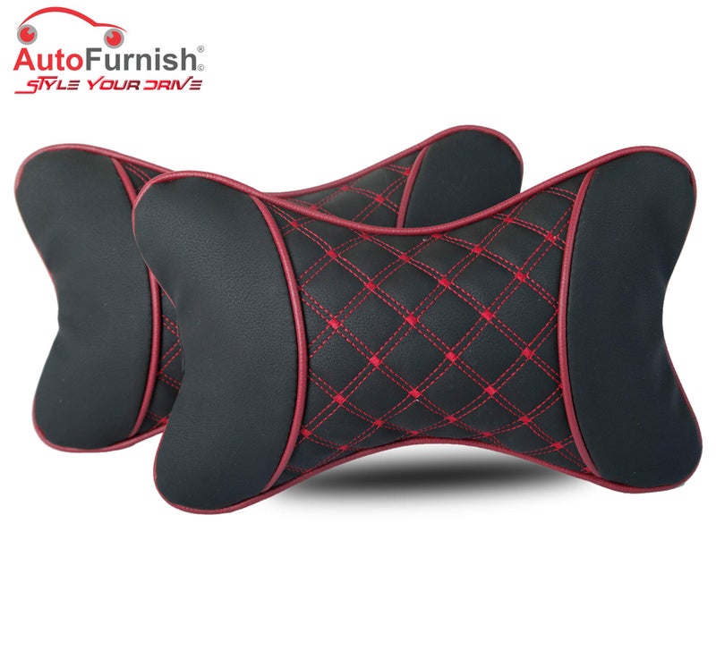 AutoFurnish 7D Premium Car Pillow Neck Rest (Black)- Set of 2 - Image 2