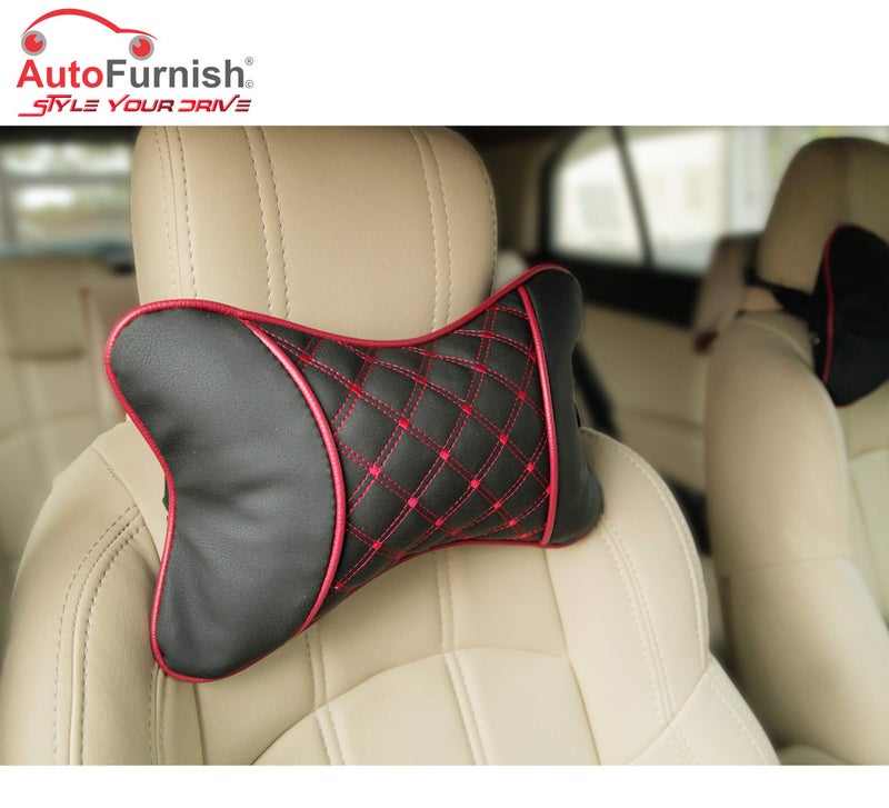 AutoFurnish 7D Premium Car Pillow Neck Rest (Black)- Set of 2 - Image 5