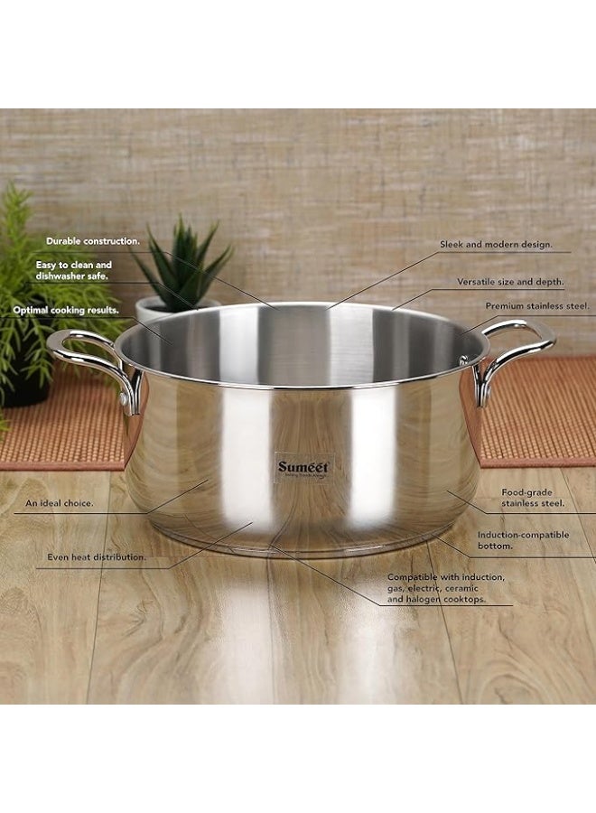 Sumeet Stainless Steel Induction Bottom (Encapsulated Bottom) Casserole 6 LTR, 26 cm Dia, Silver, 6000 milliliters - Image 3