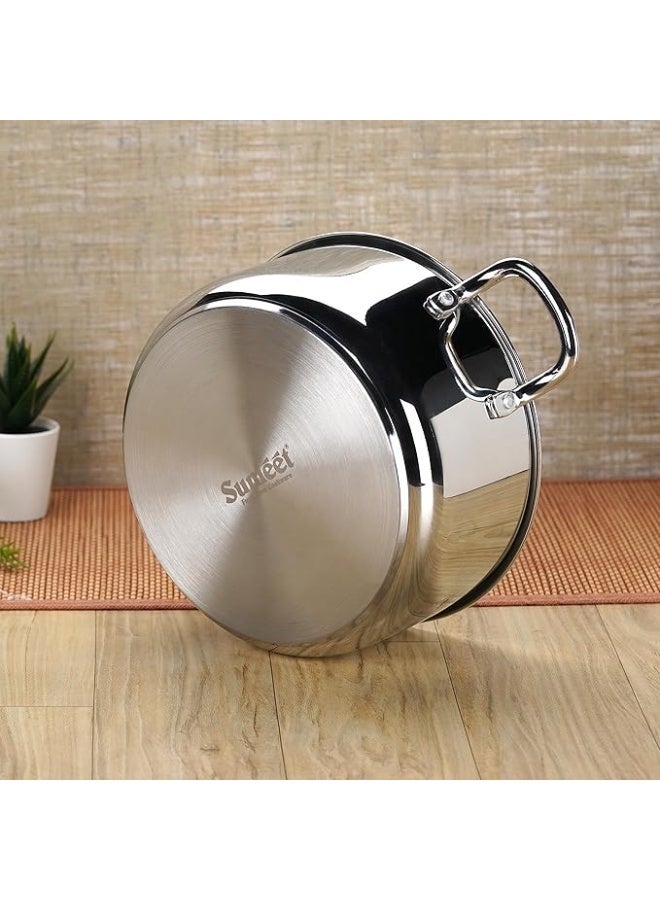 Sumeet Stainless Steel Induction Bottom (Encapsulated Bottom) Casserole 6 LTR, 26 cm Dia, Silver, 6000 milliliters - Image 4