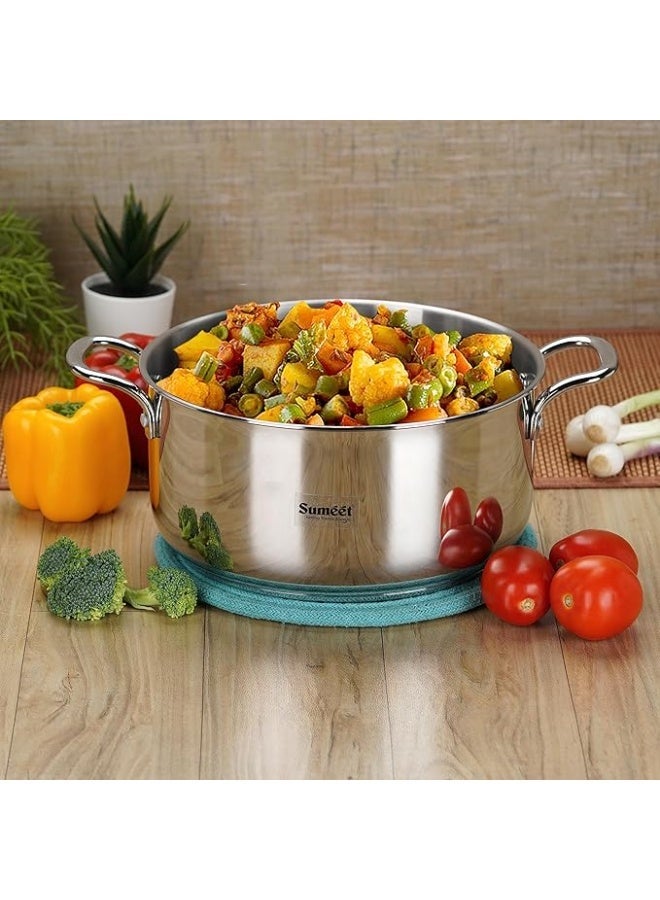 Sumeet Stainless Steel Induction Bottom (Encapsulated Bottom) Casserole 6 LTR, 26 cm Dia, Silver, 6000 milliliters - Image 2