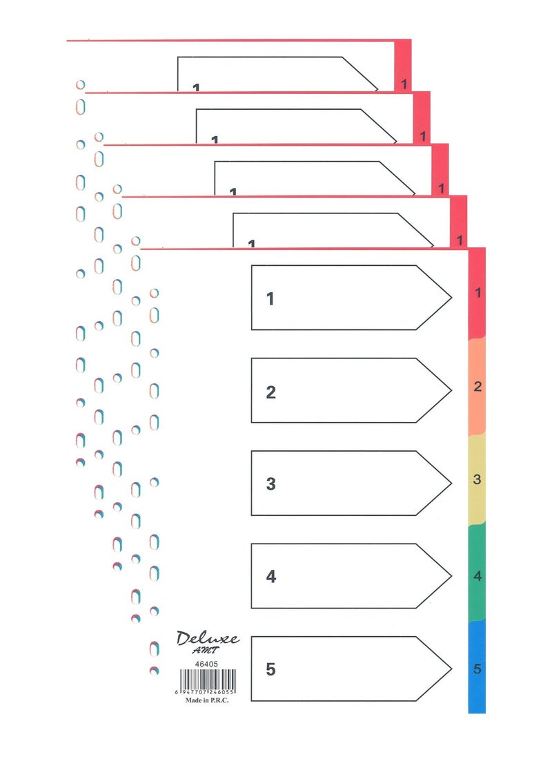 Deluxe Amt 5-Pack 5 Tab Paper Divider Multicolour  - Image 1