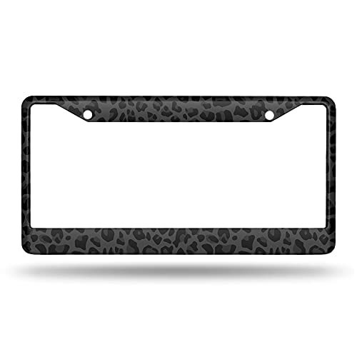 Beabes Black Animal Print License Plate Frame Leopard License Plate Holder Giraffe Cheetah Pattern Car Tag Frame License Plate Car Accessories 2 Holes Novelty Auto Car Tag Vanity Present - Image 2