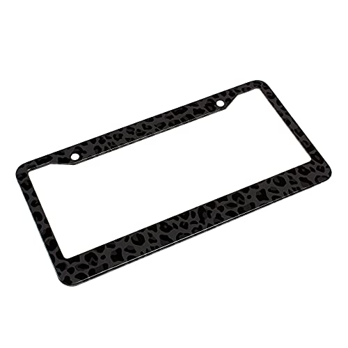 Beabes Black Animal Print License Plate Frame Leopard License Plate Holder Giraffe Cheetah Pattern Car Tag Frame License Plate Car Accessories 2 Holes Novelty Auto Car Tag Vanity Present - Image 4