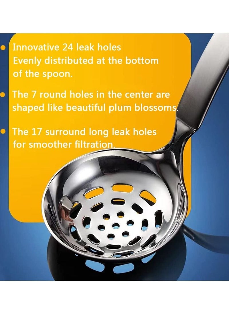 XiuWoo - Stainless Steel Spoon Colander Set, US304 Ladles And Slotted Set Small Soup Ladle With Holes Strainer Scoop For Serving Gravy Hot Pot, 2Pack - Image 1