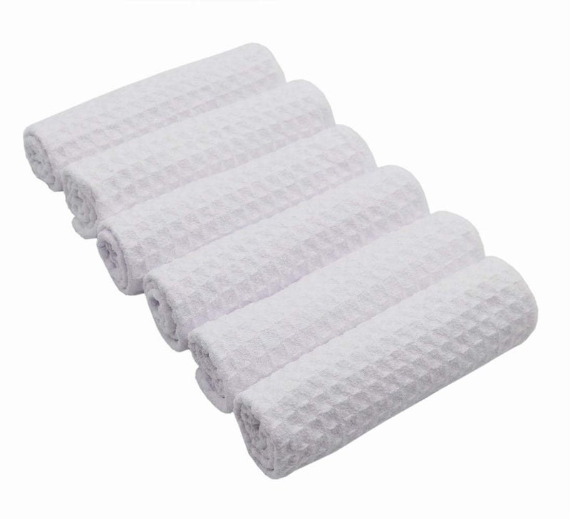 VeraSong Microfiber Kitchen Cleaning Cloth Thick Dish Rags Waffle Weave Washcloths Dish Cloths Ultra Absorbent Odor Free 12inch X 12inch 6 Pack White - Image 4