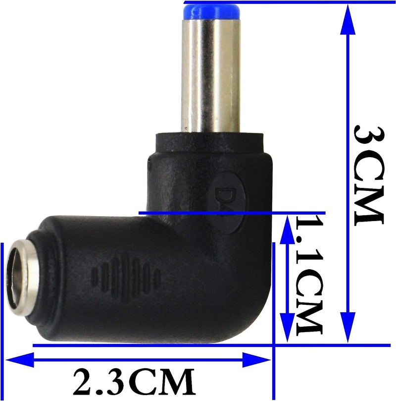 zdyCGTime 90 Degree Angle DC5.5x2.1mm Male to Female Adapter 5 Volt DC Barrel Power Jack Charging Cable Connector for Tablet (DC5.5x2.1mm)(2pack) - Image 2