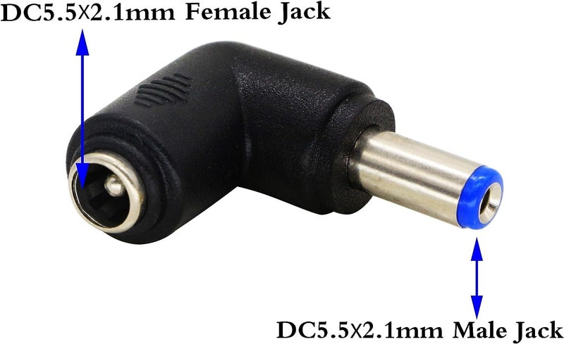 zdyCGTime 90 Degree Angle DC5.5x2.1mm Male to Female Adapter 5 Volt DC Barrel Power Jack Charging Cable Connector for Tablet (DC5.5x2.1mm)(2pack) - Image 3