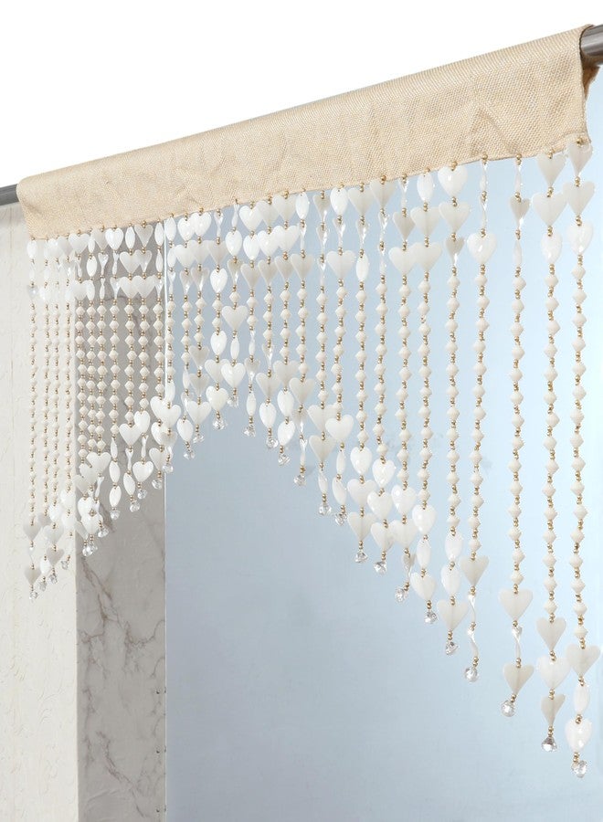 Voblin OPEK PVC Beaded Love Heart Curtains for Doorways Window Beaded Drapes Indoor Divider Screen Partition Living Room Bedroom for Home Party Wedding Shop (White, 2 Feet) - Image 1