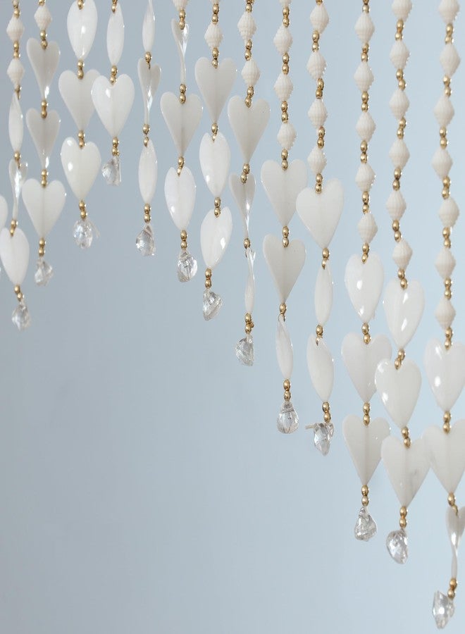 Voblin OPEK PVC Beaded Love Heart Curtains for Doorways Window Beaded Drapes Indoor Divider Screen Partition Living Room Bedroom for Home Party Wedding Shop (White, 2 Feet) - Image 3