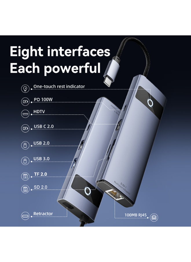 Qubits Connect USB C Docking Station 8-in-1 Hub – Type-C Multiport Adapter with 4K HDMI, 100W PD Charging, USB C, USB 3.0/2.0, SD/TF Card Reader, Gigabit Ethernet RJ45  - Image 3