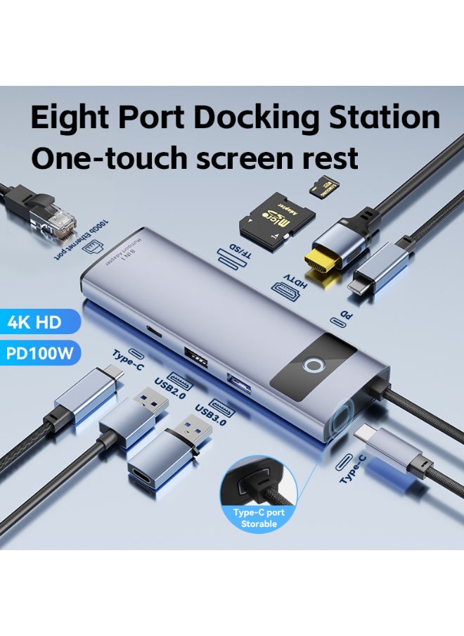 Qubits Connect USB C Docking Station 8-in-1 Hub – Type-C Multiport Adapter with 4K HDMI, 100W PD Charging, USB C, USB 3.0/2.0, SD/TF Card Reader, Gigabit Ethernet RJ45  - Image 2