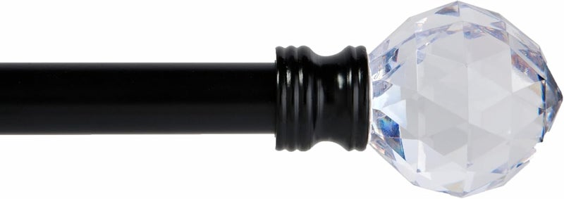 Kenney KN55950 Harris Geometric Acrylic End Petite Café Decorative Window Curtain Rod, 28-48" Adjustable Length, Matte Black Finish, 1/2" Diameter Steel Tube - Image 1