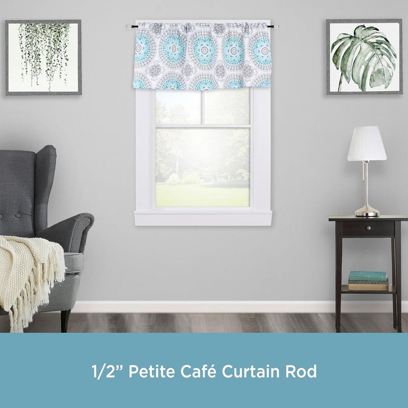 Kenney KN55950 Harris Geometric Acrylic End Petite Café Decorative Window Curtain Rod, 28-48" Adjustable Length, Matte Black Finish, 1/2" Diameter Steel Tube - Image 2