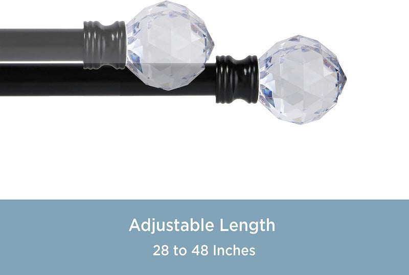 Kenney KN55950 Harris Geometric Acrylic End Petite Café Decorative Window Curtain Rod, 28-48" Adjustable Length, Matte Black Finish, 1/2" Diameter Steel Tube - Image 4