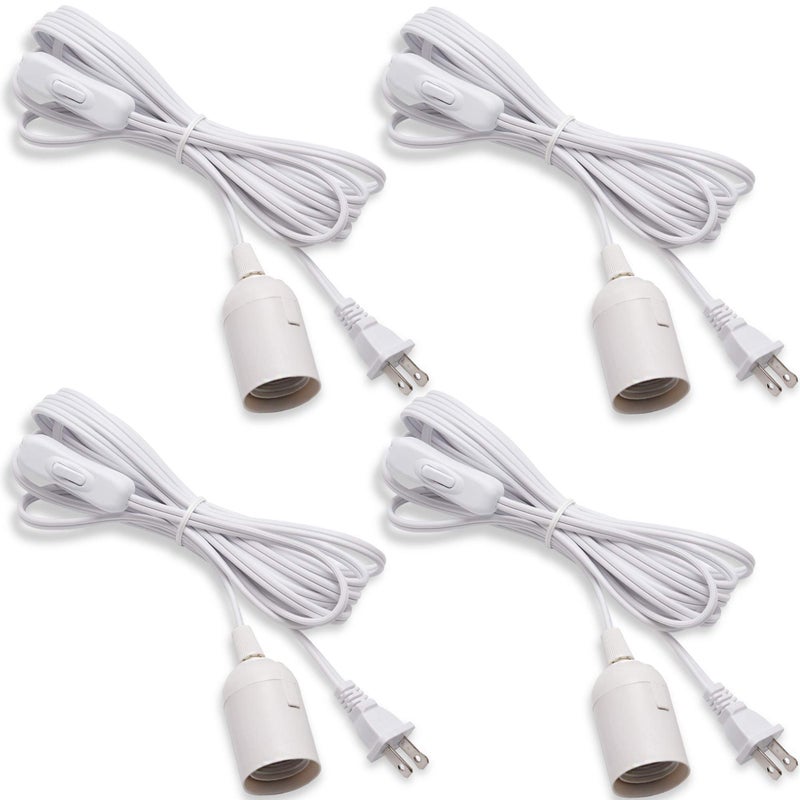 UL 15Ft Extension Hanging Lantern Cord Cable JACKYLED 4Pack 360W with E26 E27 Socket OnOff Button Pendant Lighting