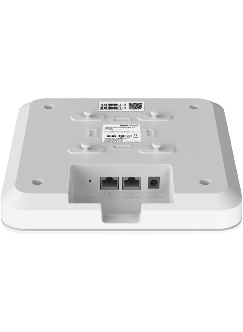 Ruijie Reyee RG-RAP2260(G) AX1800 Wi-Fi 6 Dual-band Gigabit Ceiling Mount AP, Dual Gigabit LAN Uplink Ports, Built-in Antennas, Up to 500 Client Connection, White | RG-RAP2260(G) - Image 2