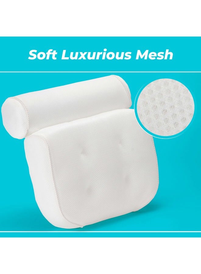 BASIC CONCEPTS Bathtub Pillow for Neck and Back Support with Drying Hook, Bathtub Pillow Machine Headrest for Soaking & Straight Back Tubs - Bath Accessories, Machine Washable, 6 Suction Cups - Image 4