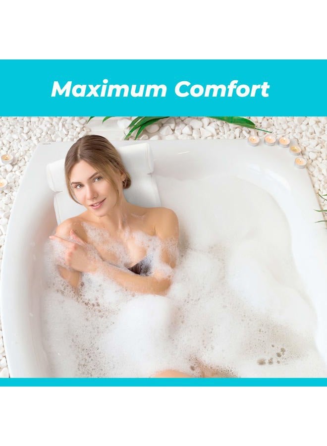 BASIC CONCEPTS Bathtub Pillow for Neck and Back Support with Drying Hook, Bathtub Pillow Machine Headrest for Soaking & Straight Back Tubs - Bath Accessories, Machine Washable, 6 Suction Cups - Image 2