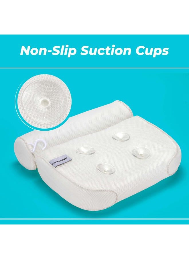 BASIC CONCEPTS Bathtub Pillow for Neck and Back Support with Drying Hook, Bathtub Pillow Machine Headrest for Soaking & Straight Back Tubs - Bath Accessories, Machine Washable, 6 Suction Cups - Image 3