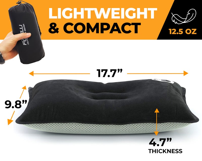 Foxelli Camping Pillow â€“ Inflatable Compact & Portable Compressible Foam Camp Pillow for Travel, Backpacking, Camping, and Hammocks - Image 2