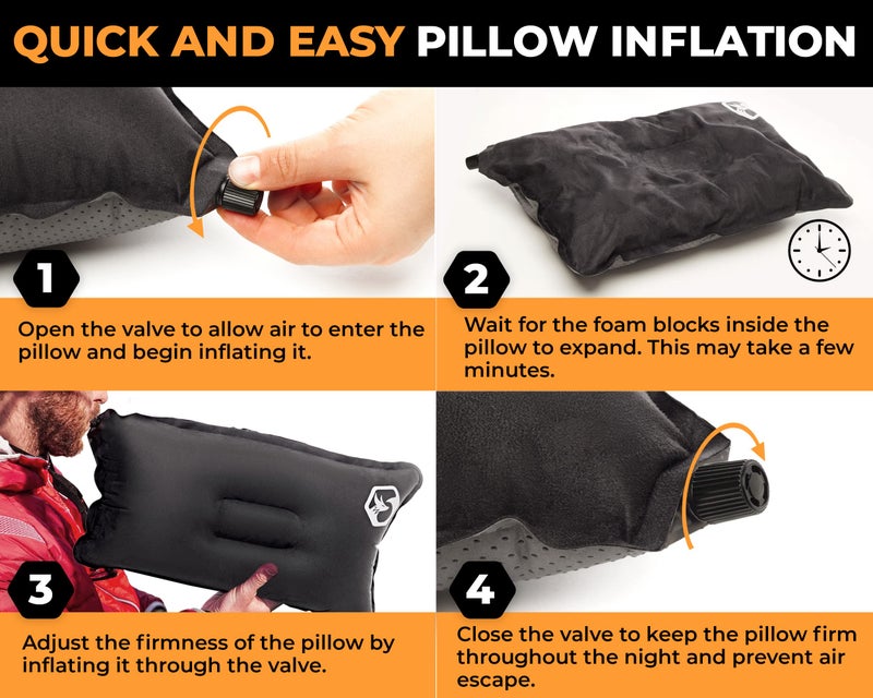 Foxelli Camping Pillow â€“ Inflatable Compact & Portable Compressible Foam Camp Pillow for Travel, Backpacking, Camping, and Hammocks - Image 4