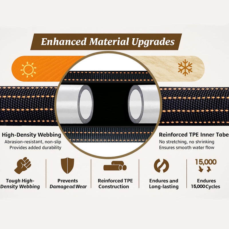 BYDA 10FT Lightweight Flexible Garden Hose,Non-Slip Handles,Non-kink Hose,Solid Brass Fitting for Boats, RV Water Hose,Marine Washdown,Lawn,Garden,Leakproof TPE Hose (OrangeBlack, 10 FT) - Image 3