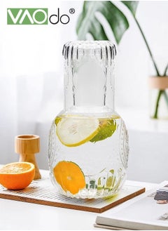 VAOdo Bedside Night Carafe Pitcher and Water Glass Tumbler Set Bedroom Nightstand Water Pitcher and Cup Set Mouthwash Decanter for Bathroom Water Pitcher Set 880ML  - Image 5