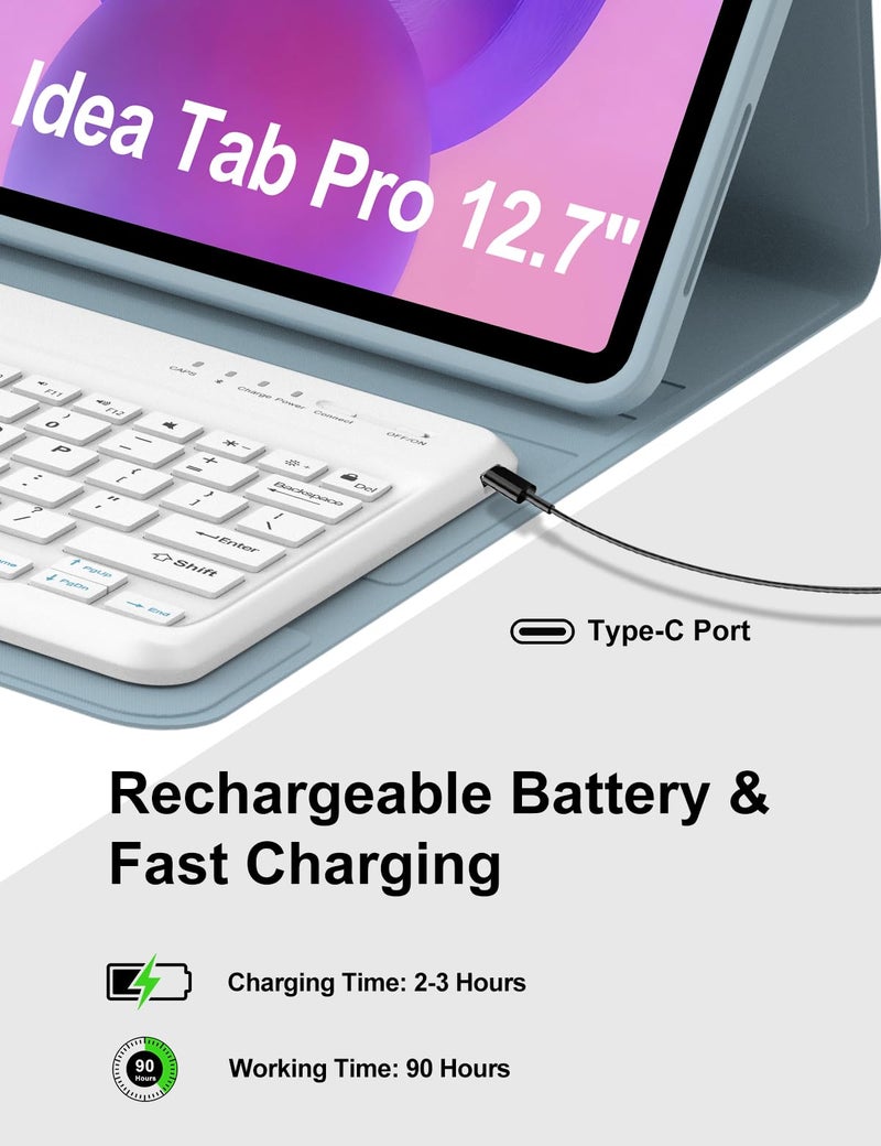 SENGBIRCH Keyboard Case for Lenovo Idea Tab Pro 12.7'' 2025, Backlit Keyboard for Idea Tab Pro 12.7inch Case with Pen Holder, Smart Cover Folio for Lenovo 2025 Tablet Keypad with Adjustable View Angles, Purple - Image 3
