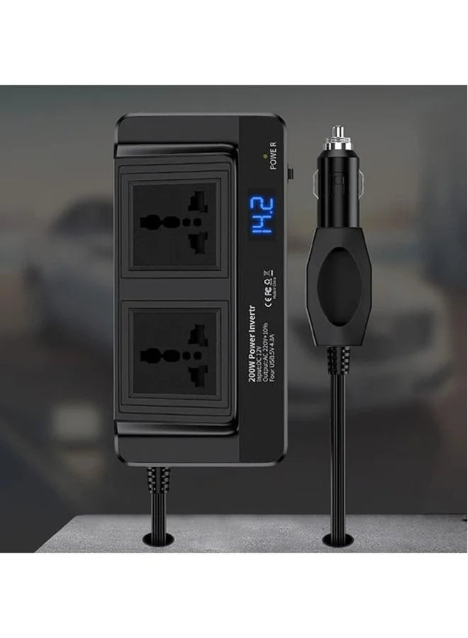 NIBEMINENT 200w Car Power Inverter Dc 12v to 220v Ac Car Inverter for Plug Outlet for Vehicles,Car Converter with 2-Pin Sockets & 4-USB Ports - Image 4