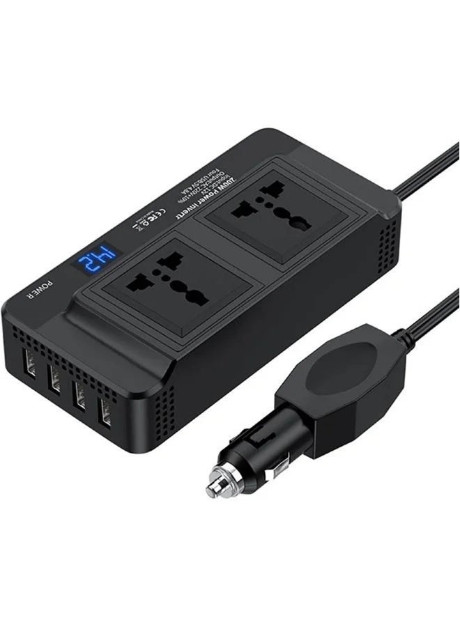 NIBEMINENT 200w Car Power Inverter Dc 12v to 220v Ac Car Inverter for Plug Outlet for Vehicles,Car Converter with 2-Pin Sockets & 4-USB Ports - Image 2