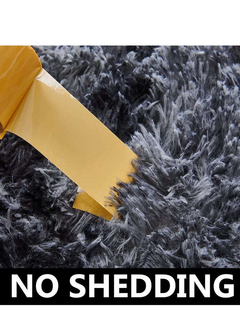 Area bedroom carpet, 5x7 feet tie dyed dark gray fluffy plush carpet, modern plush indoor area carpet, living room carpet, children's room bedroom and nursery anti-skid carpet  - Image 4