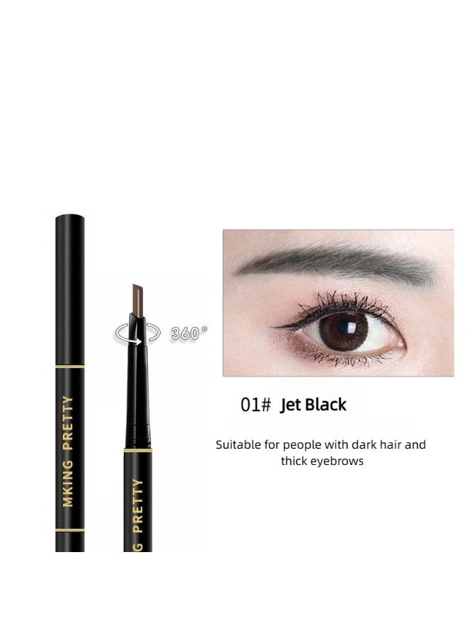 Fluff & Define Dual End Eyebrow Pencil, Creamy Triangle Twist Brow Pen For Soft Natural Defined Brows, Waterproof Sweatproof Smudge & Transfer-Resistant Long Lasting Formula -Jet Black - Image 1