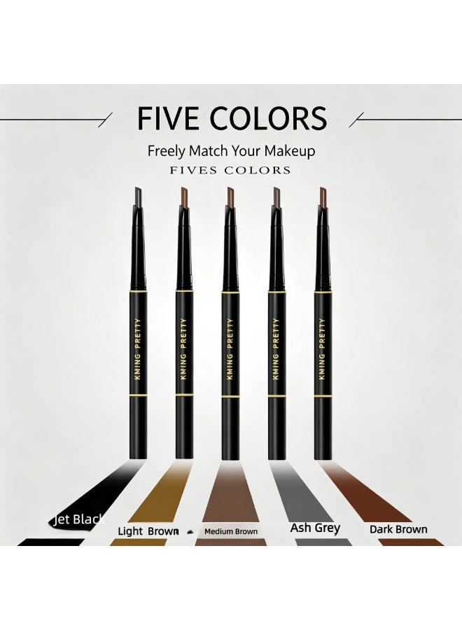 Fluff & Define Dual End Eyebrow Pencil, Creamy Triangle Twist Brow Pen For Soft Natural Defined Brows, Waterproof Sweatproof Smudge & Transfer-Resistant Long Lasting Formula -Jet Black - Image 2