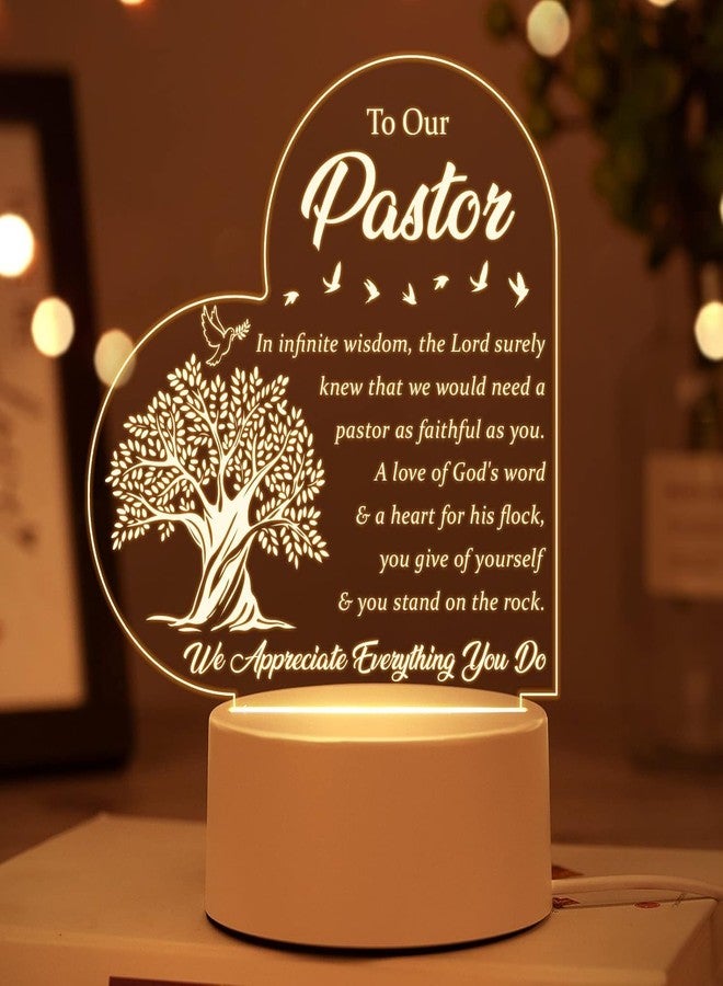 Gifzy Pastor Appreciation Gifts - Engraved Acrylic Night Light, Pastor Gifts for Women, Anniversary, Religious Christian Gifts, Christmas Gifts for Pastor, Thank You Present Tabletop Gift - Image 3