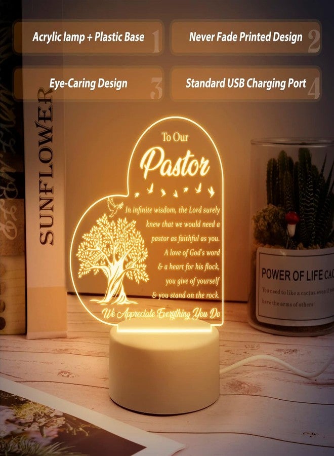 Gifzy Pastor Appreciation Gifts - Engraved Acrylic Night Light, Pastor Gifts for Women, Anniversary, Religious Christian Gifts, Christmas Gifts for Pastor, Thank You Present Tabletop Gift - Image 5